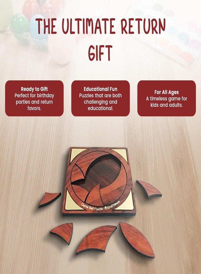 Braintastic Wooden Puzzle Portable Pack of 8 Different Puzzle for Birthday Return Gifts Party Pack, Travel Board Game, Return Favors with Travel Pouch for All Age Group - Image 2